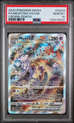 2023 Fa/Mewtwo Vstar GG44 Pokemon Sword And Shield Crown Zenith PSA 10 - Image 1