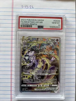 PSA 10 GEM MINT 2023 POKEMON SWORD & SHIELD FA MEWTWO VSTAR CROWN ZENITH #GG44 - Image 1