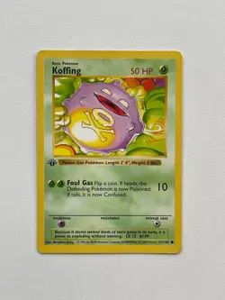 Koffing 51/102 1st Edition Shadowless Base Set Pokemon Card LP - Image 1