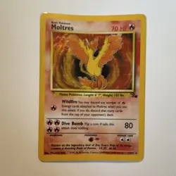 Pokemon Moltres 12/62 Fossil Holo Rare 70 HP Basic Unlimited Card - Image 1