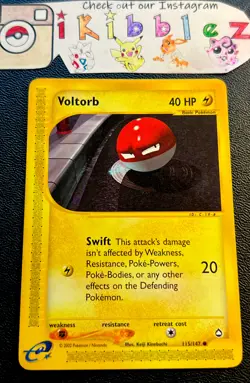 Voltorb 115/147 LP Non Holo Aquapolis WoTC Pokemon Card. Free Tracked Shipping! - Image 1