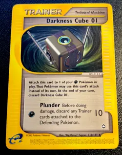 Darkness Cube 01 119/147 LP Non Holo Aquapolis Pokemon Card! - Image 1