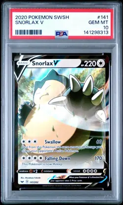 2020 POKEMON SWORD & SHIELD #141 SNORLAX V PSA 10 - Image 1