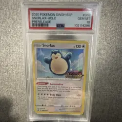 The Pokemon Company Snorlax SWSH068 Prerelease Promo Holo PSA 10 GEM MT 2020 - Image 1