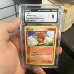 CGC 9 MINT Torchic 017 TARGET Snack Bar Black Star PROMO Pokemon Card - Image 1