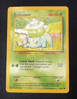 Bulbasaur - 44/102 Base Set Unlimited Starter Pokemon - LP - Image 1