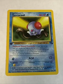 1999 Pokemon Fossil Set Tentacool 1st Edition Common LP 56/62 - Image 1