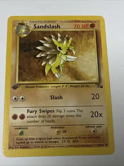 1st Edition Sandslash 41/62 - Fossil - Uncommon - Pokemon - NM- - Image 1