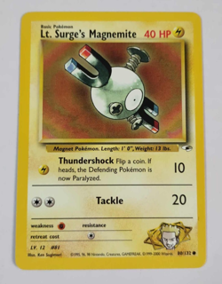 Lt Surge's Magnemite 80/132 Gym Heroes Pokemon Card LP - Image 1