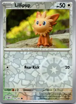 Lillipup 170/197 C Obsidian Flames Pokemon Reverse Holo NM Yuka Morii - Image 1