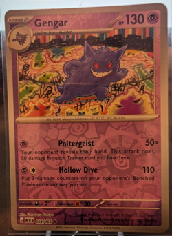 Pokemon Gengar 094/165 Reverse Holo Rare Scarlet & Violet 151 130 HP Poltergeist - Image 1