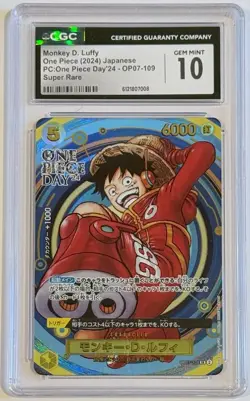 2024 One Piece OP07-109 Monkey D. Luffy One Piece Day ‘24 SR CGC 10 Gem Mint - Image 1