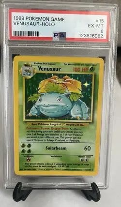 Pokemon TCG Venusaur Base Set Holo Unlimited Rare Card 15/102 1999 PSA 6 - Image 1