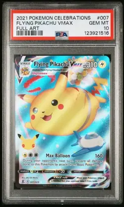 PSA 10 Flying Pikachu VMAX Holo 007/025 Celebrations Full Art Pokemon Card GEM - Image 1