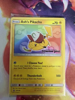SEALED Ash’s Pikachu TCG SM108 2017 Promo Card Pokemon "I Choose You" Clean - Image 2