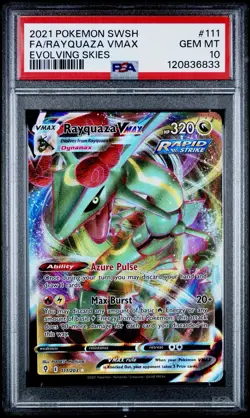 PSA 10 Rayquaza VMAX 111/203 Evolving Skies Full Art Pokemon Card - Gem Mint - Image 1