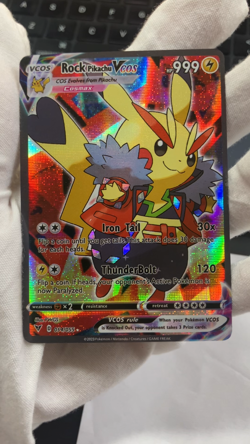 Rock Pikachu Pokemon Card VCOS Holo Cosplay w/ Video - Image 2