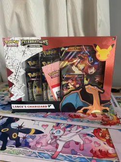 Pokemon Celebrations Lance's Charizard V Collection Box Sealed 6 Packs - Image 1