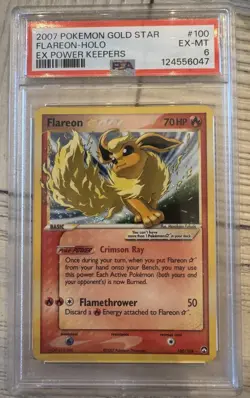 2007 Pokemon EX Power Keepers Flareon Gold Star #100 PSA 6 - Image 1