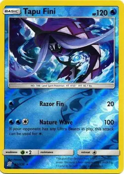 Pokemon Unified Minds Tapu Fini Reverse Holo Rare 53/236 - Image 1