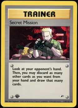 Secret Mission 118/132 Gym Heroes Regular First Edition Pokemon Card NM/LP - Image 1