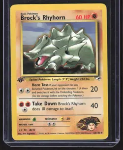 Pokemon TCG Brock's Rhyhorn #22/132 1st Edition 2000 Gym Heroes - Image 1