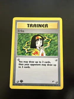 Erika 100/132 Gym Heroes 1st Edition Rare Trainer Pokemon Card WOTC 2000 NM - Image 1