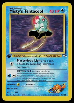Pokemon Card - Misty's Tentacool Gym Heroes 32/132 Rare 1st Edition - Image 1