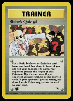 Pokemon Card - Blaine's Quiz #1 Gym Heroes 97/132 Rare 1st Edition - Image 1