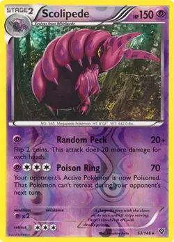 Scolipede 53/146 XY Base Set Reverse Holo Rare 2014 Pokemon TCG Heavily Played - Image 1