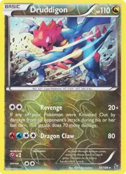 Pokemon DRUDDIGON 70/106 Reverse Holo Rare XY Flashfire LP English Light Play - Image 1
