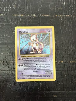 Pokemon TCG Mewtwo 10/102 Base Set Shadowless Holo Rare LP - Image 1