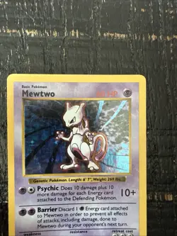 Pokemon TCG Mewtwo 10/102 Base Set Shadowless Holo Rare LP - Image 2
