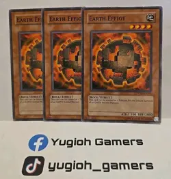 YUGIOH EARTH EFFIGY X3 COMMON PTDN UNLIMITED LIGHT PLAYED - Image 1