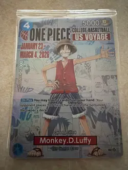 One Piece P-055 Monkey D. Luffy U.S. Voyage College Basketball Promo Card-SEALED - Image 1