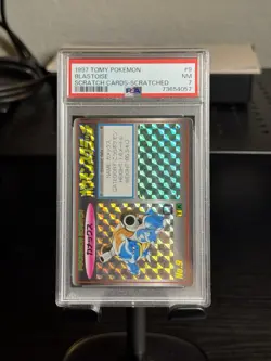 1997 TOMY POKEMON BLASTOISE SCRATCH CARDS-SCRATCHED #9 PSA 7 - Image 1