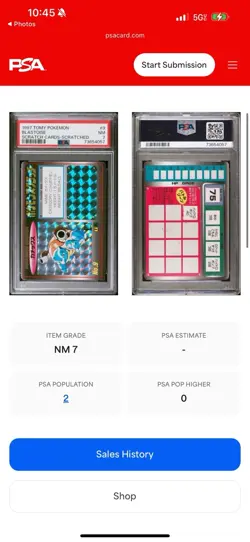 1997 TOMY POKEMON BLASTOISE SCRATCH CARDS-SCRATCHED #9 PSA 7 - Image 3
