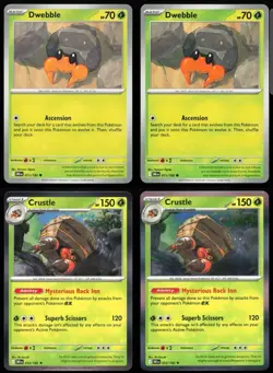 2x Crustle 012/182 & 2x Dwebble 011/182 PLAYSET - Destined Rivals NM Pokemon TCG - Image 1