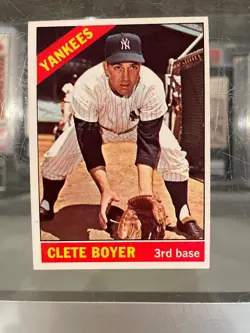 1966 TOPPS #9 CLETE BOYER NEW YORK YANKEES BASEBALL CARD NM/MT - Image 1