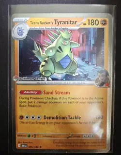 Team Rockets Tyranitar 096/182 Sealed Destined Rivals Pokemon Center Stamp Promo - Image 1