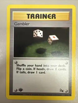 Pokemon - Trainer Gambler 60/62 Common 1st Edition Fossil 1999 WOTC NM - Image 1