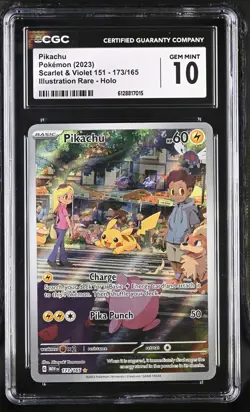 CGC 10 Gem Mint Pikachu 173/165 Sv: Scarlet & Violet 151 Holo - Image 1