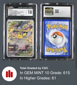 Pikachu 173/165 Scarlet & Violet 151 Holo Illustration Rare 2023 CGC 10 GEM MINT - Image 1