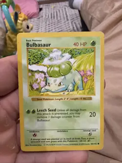 Vintage Pokemon Card - Bulbasaur 044/102 Base Set - Shadowless - Mp - Image 1