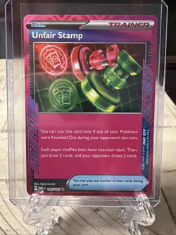 Pokemon TCG Twilight Masquerade Ace Spec Rare Holo Card #165/167 Unfair Stamp - Image 1