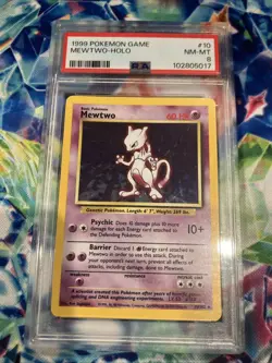 1999 Pokemon TCG Mewtwo Base Set Holo Unlimited Rare Card 10/102 Psa 8 - Image 1