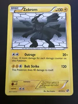 Pokemon TCG Zekrom Black and White Holo Card 47/114 Rare - Image 1