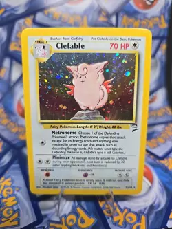 Vintage 1999 Pokemon TCG Base Set 2 Clefable Holo Rare 5/130 LP - Image 1