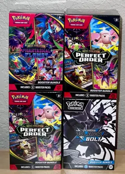Pokemon Booster Bundle Lot Black Bolt, Phantasmal Flames, Perfect Order x2 - Image 1