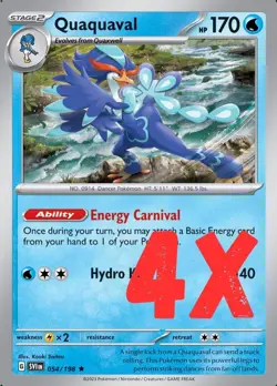 4X Pokemon TGC Quaquaval 054/198 Scarlet & Violet Base Set English 2023 NM - Image 1